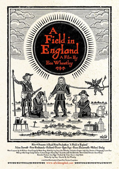 A Fils in Engrais (English Revolution) / Ben Wheatley - 2013 A Field In England, Alt Posters, Horror Artwork, Horror Posters, Horror Movie Posters, Alternative Movie Posters, Great Films, Samhain, Film Posters