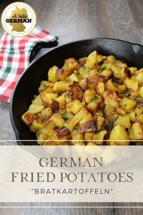 Germans are known for their love of potatoes. One of the very popular potato dishes are fried potatoes. In this video I will show you the basic recipe for fried potatoes, called “Bratkartoffeln” in German.  #friedpotatoes #germanfriedpotatoes #crispy #germansides #germanrecipes #potatodish Fried German Potatoes, German Potatoes Fried, German Fried Potatoes Recipes, German Fries, German Potato Recipes, German Fried Potatoes, German Meals, Fried Potatoes Recipe, German Food Authentic