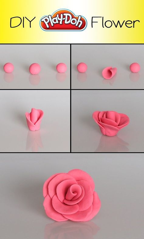 It's easy to create a DIY Play-Doh Flower--I bet this would work for cake decorations with fondant too! Play Doh Art, Diy Play Doh, Flori Din Lut, Play Doh Fun, Diy Crafts Ideas, ดินปั้น Polymer Clay, Play Doh, Polymer Clay Crafts, Clay Projects