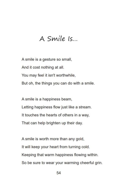 Happy poem / smile poem Poem About Poetry, Poems About Perfection, Feel Good Poems, Poems About Thankfulness, Beautiful Life Poems, Easy Poems In English, Poem From Book, Poem About Smile, Poems For The Soul