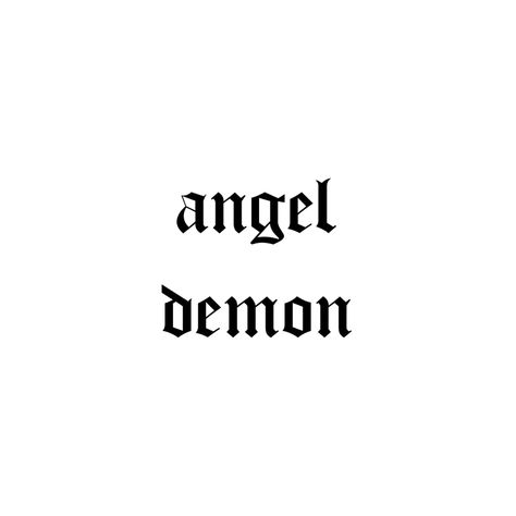 Deamon Tattoos Design, Tattoo Ideas Letters, Angel Vs Demon, Angel Demon Tattoo, Tattoo Letras, Angel Devil Tattoo, Tattoo Angel, Letras Tattoo, Cherub Tattoo