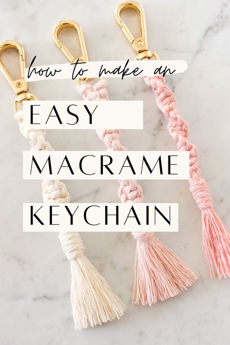 This easy macrame keychain pattern will add a cute boho vibe to your everyday style. This step by step macrame tutorial will show you how easy it is to make your own. Keychain Diy Easy, Diy Macrame Keychain, Macrame Tutorial Beginner, How To Make Keychains, Diy Crafts Keychain, Macrame Hammock, Easy Macrame, Simple Macrame, Boho Keychain