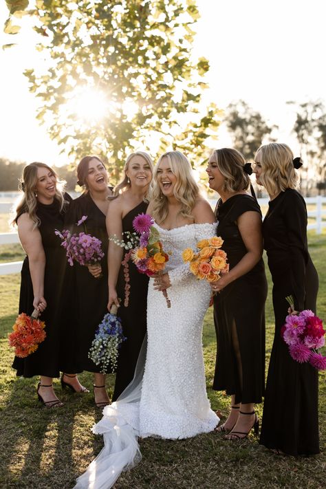 Single Bloom Bouquet Bridesmaids, Bridesmaid One Flower Bouquet, Mix And Match Bridesmaid Bouquets, Monochrome Bridesmaid Bouquet, Bridal Bouquet Different From Bridesmaids, Mixed Bridesmaid Bouquets, One Type Of Flower Bouquet, Different Bouquets For Bridesmaids, One Flower Type Bridesmaid Bouquet