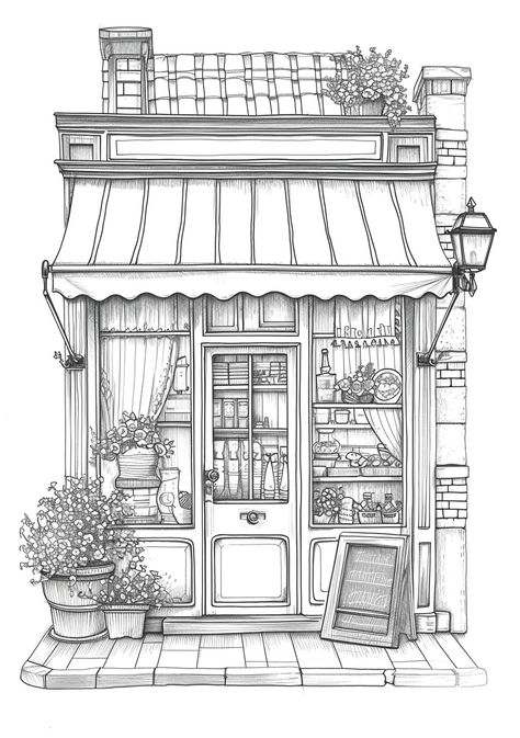 24 Free coloring page of cute storefront coloring sheets for adults – Bujo Art Coloring Books For Adults Free Printable, Colouring Aesthetic, Colouring Pages For Adults Printable Free, Coloring Sheets Aesthetic, Houses Coloring Pages, Coloring Sheets For Adults, Printable Mandala Coloring Pages, Colouring Pages For Adults, Free Coloring Pages For Adults