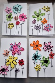 Paper Scraps Flower Cards Diy Mother's Day, Cards With Flowers, Diy Mother's Day Crafts, Mothers Day Crafts For Kids, Seni Origami, Mother's Day Diy, Crafts For Kids To Make, Mors Dag, Paper Crafts For Kids