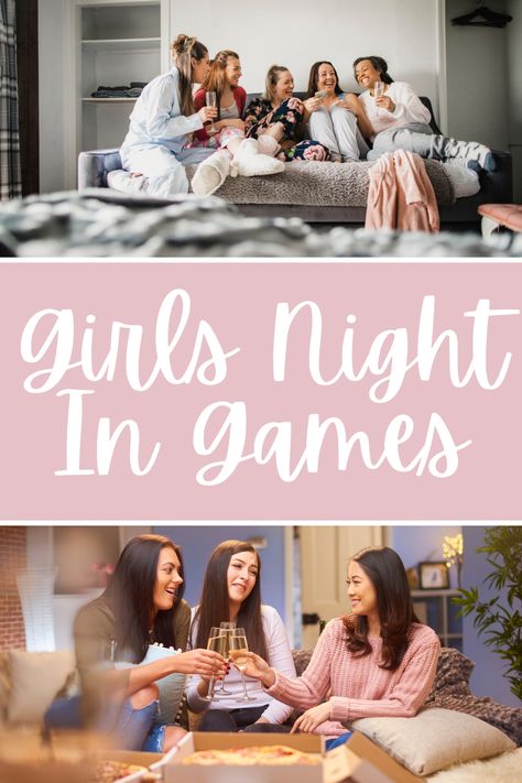 Adult Girls Party Games, Sleepover Games Adults, Adult Sleepover Party Games, Moms Night Out Games, Women Birthday Party Games, Womens Game Night Ideas, Adult Women Party Games, Fun Games For Ladies Night, Slumber Party Games For Women