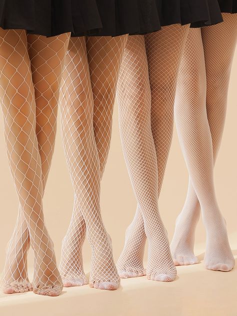 White Fishnets, White Tights, Stockings Heels, Fishnet Tights, Women Socks, Womens Tights, Socks And Tights, Young And Beautiful, Shein Style