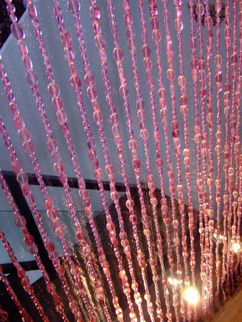 WC PinkonPink 2 Bead Door Curtain Diy, Beaded Curtains Diy, Door Curtains Diy, Beaded Candle Holders, Beaded Door Curtains, Door Beads, Beaded Candle, Divider Curtain, Closet Curtains