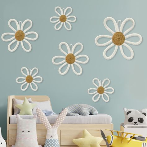 PRICES MAY VARY. BOHO DAISY DECOR: You will receive 6pcs Beige white daisy decor, large x 1, medium x 2, small x 3. This boho decor comes in sufficient quantity and various sizes, fully meet your interior decorating needs, very seasonal and holiday decorations. EXQUISITE CRAFTSMANSHIP: Our girl nursery wall decor is handmade from high quality soft yarn and cotton rope, fine craftsmanship, reusable, wear-resistant, won't fade, can be used for many years. EXQUISITE CRAFTSMANSHIP: Our girl nursery Wildflower Nursery Decor, Flower Nursery Baby Girl, Retro Girls Room, Boho Girls Nursery, Nursery Daisy, Daisy Wall Decor, Boho Girl Nursery, Baby Girl Nursery Wall Decor, Above Crib Decor