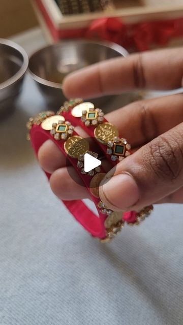 Bangles Making Ideas, Bangle Making Idea, Silk Thread Blouse Design, Coin Work Blouse Designs, Silk Thread Bangles Design Kundan, Silk Thread Earrings Designs, Crafts Bookmarks, Diy Earrings Materials, Fabric Bangles