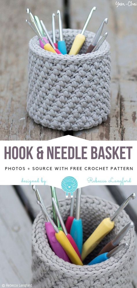 Crochet Storage Baskets, Crochet Hook Case, Crochet Basket Pattern Free, Crochet Storage, Crochet Shell Stitch, Crochet Gratis, Crochet Basket Pattern, Patterns Crochet, Crochet Basket