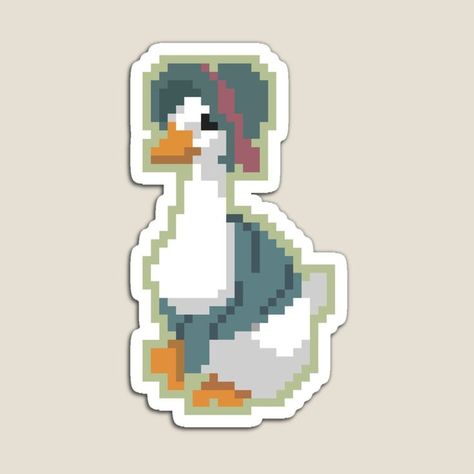 Kawaii, Goose Pixel Art, Draw Farm Animals, Goose Sticker, Pixelated Art, Cottagecore Cottage, Pok Pok, Pixel Art Grid, Retro Gamer