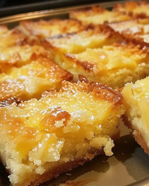 Ina Garten, Tropical Paradise With Pineapple Bliss Bars, Pineapple And Cream Cheese Desserts, Dessert Bars Recipes Easy Simple, Pineapple Dessert Recipes Easy, Pineapple Cream Cheese Dessert, Pineapple Lush Cake, Dessert Bars Recipes Easy, Pineapple Cream Cheese