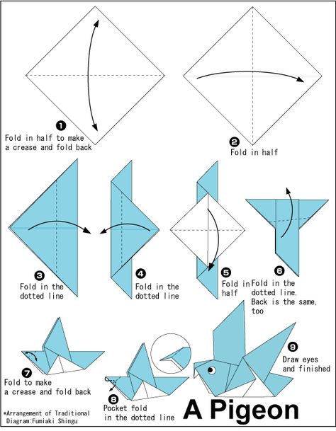 Origami Pigeon Pigeon, Origami, Easy Bird, Origami Bird, Origami Easy