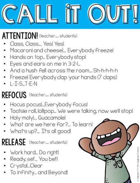 Call and response attention getters free resource- Love these! Whole Brain Teaching, Teaching Classroom Management, Attention Getters, Substitute Teaching, Responsive Classroom, Call And Response, Classroom Behavior Management, 3rd Grade Classroom, 2nd Grade Classroom