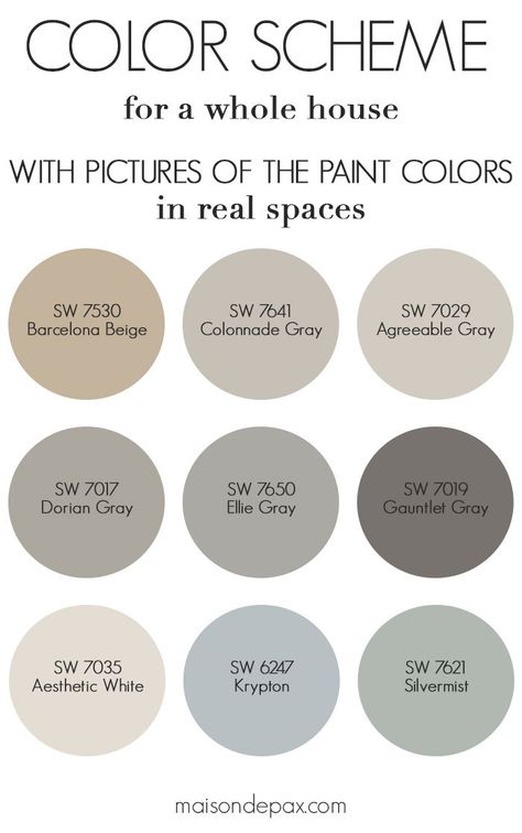 Best Neutral Gray and Greige Paint Colors: In this blog post, I'm sharing which paint colors I used in my home for neutral, bright home decor style! You can see real rooms and spaces featuring these paint colors to decide if it's the choice for your home. #paintcolor #paint Design Seeds, Modern Farmhouse Paint Colors, Farmhouse Paint Colors, Farmhouse Paint, Revere Pewter, Paint Color Schemes, Decor Shabby Chic, Interior Paint Colors, Natural Home Decor