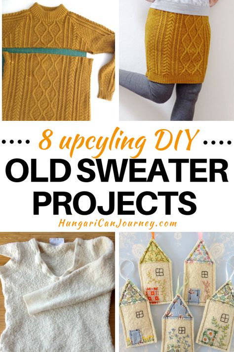 Check out these 8 stunning upcycling old sweater ideas! Creative DIY lovers repurposed old sweaters and turned them into useful household items, home decoration even into a new skirt. So easy to make from old shirts, sweaters! #oldsweaterdiy #sweaterproject #diy #diyhomedecoronabudget #homedecor #upcycle #repurpose #diycrafts #diyprojects Patchwork, Old Sweater Projects, Old Sweater Diy, Old Sweater Crafts, Sweater Projects, Sweater Crafts, Upcycling Fashion, Useful Diy, Diy Sweater