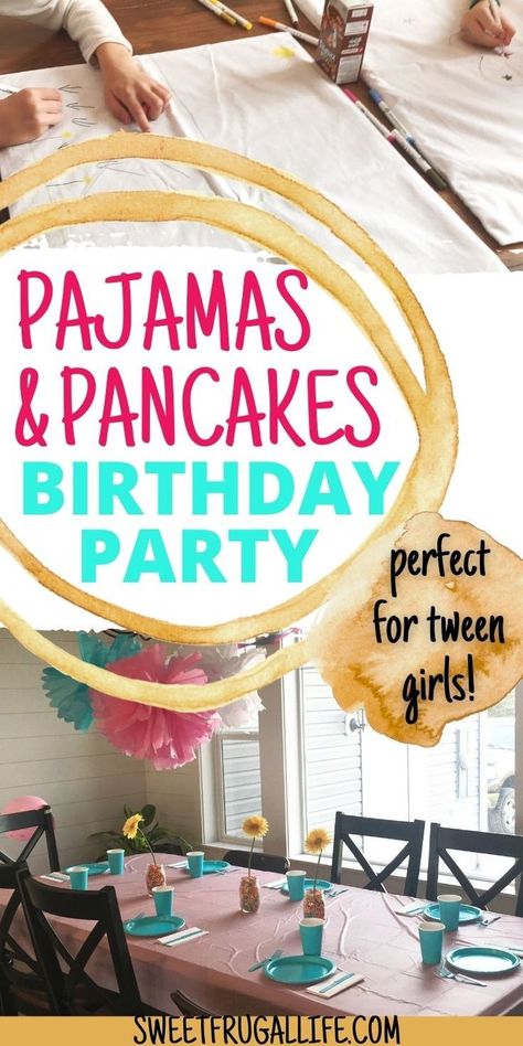 11th Girl Birthday Party Ideas, Birthday Party Ideas For 10 Year Girl, Pancake And Pajama Party Ideas, 11 Year Birthday Party Ideas Girl, Tenth Birthday Party Ideas, Pancakes Birthday Party, Girl Birthday Party Crafts, Pajamas And Pancakes, Pancakes Birthday