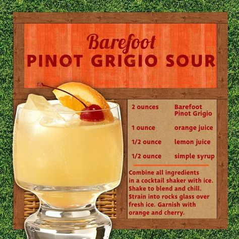 Barefoot sour Pino Grigio Cocktails, Pinot Grigio Drinks, Wine Bar Restaurant, Adult Beverages Recipes, Happy Drink, Alcoholic Beverage, Shakes Drinks, Wine Down, Boozy Drinks
