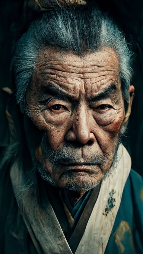 Samurai Portrait, Samurai Face, Hd Portrait, Japanese Portrait, Japanese Old Man, Aztec Tattoos Sleeve, Ronin Samurai, Old Man Face, Japanese Warrior