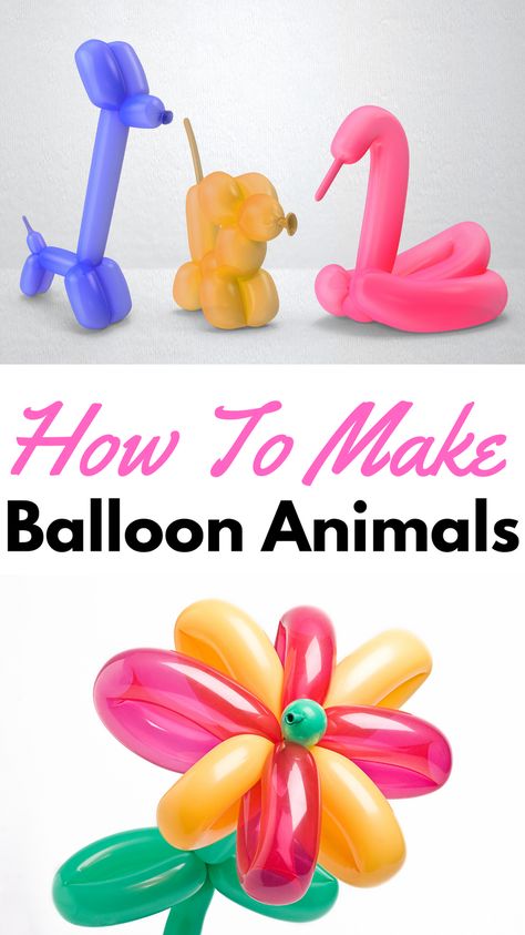 Diy Animal Balloons, How To Make Animal Balloons, Balloon Modelling Easy, How To Make A Balloon Animal Step By Step, Balloon Animal Instructions, Diy Balloon Twisting, Giraffe Balloon Animal, Making Balloon Animals, How To Make Balloon Animals Easy