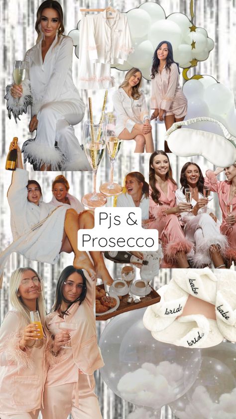 Bachlorette Party Inspiration, Pajama Themed Bachelorette Party, Bachelorette Party Themes Champagne, Bach Party Sleepover, Relaxed Hens Party Ideas, Boujee Bachelorette Party Themes, Bachelorette Party Sleepover Theme, Pjs Polaroids And Prosecco, Bachelorette Party Ideas Classy Themes