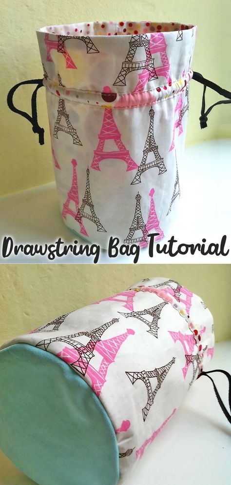 DrawString Pouch Bag Tutorial Cinch Bags Drawstring Backpack, Tela, Patchwork, Couture, Reversible Drawstring Bag Diy, How To Make A Drawstring Pouch, Drawstring Bag Diy Pattern, Round Drawstring Bag Diy, Drawstring Bags Diy