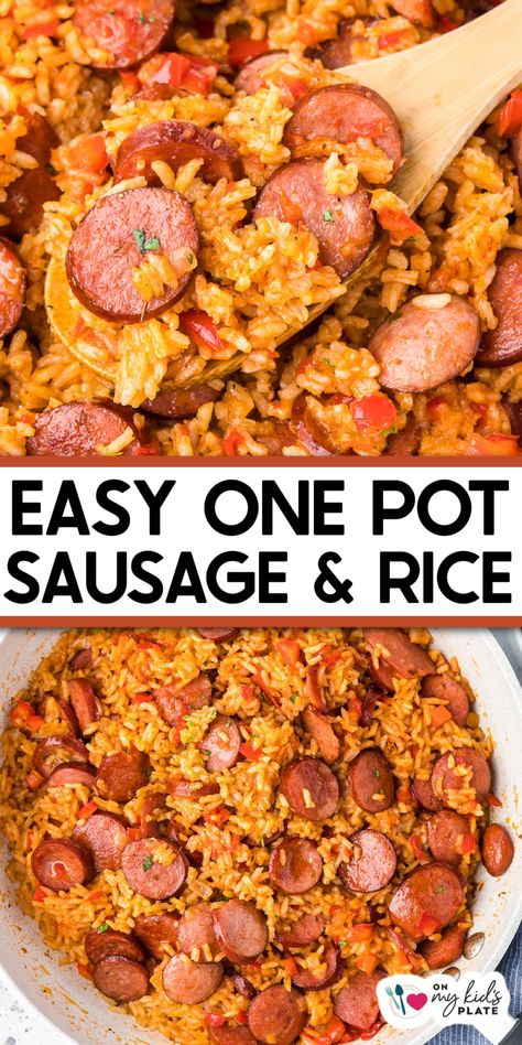 Yellow Rice And Sausage Recipe, Smoked Sausage And Rice, Kilbasa Sausage Recipes, Easy Sausage Recipes, Sausage And Rice, Yellow Rice Recipes, Sausage Rice, Sausage Recipes For Dinner, Smoked Sausage Recipes