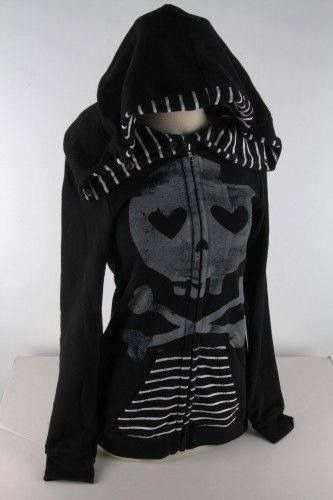 abbey dawn skull jacket Abbey Dawn Clothes, Skull Clothes, Black Zip Up Hoodie, Abbey Dawn, Mode Punk, Skull Clothing, Skull Hoodie, Emo Outfits, Skull Fashion