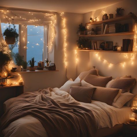 Cute Bedrooms For Couples, Cozy Couple Bedroom Aesthetic, Very Tiny Room Ideas Bedrooms, Aesthetic Bedroom Couple, Cute Couples Bedroom, How To Make A Cozy Bedroom, Cozy Room Ideas Aesthetic Comfy, Basement Bedroom Ideas No Windows, Cozy Brown Bedroom