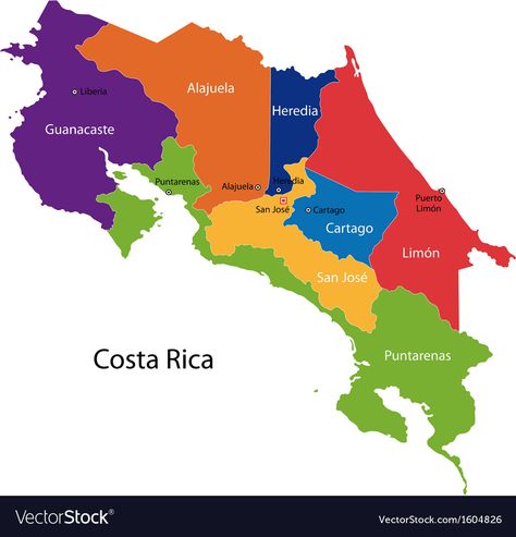 Puntarenas, Puerto Limon, Liberia, Costa Rica Map, San Jose Costa Rica, Free To Use Images, Illustrated Map, Map Vector, Best Places To Travel