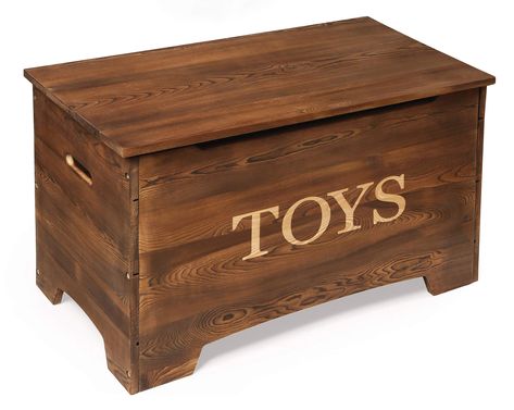 PRICES MAY VARY. A charming toy box that will entice your children to clean-up and keep an orderly room Safety support hinge holds the lid open so it won't slam shut on small fingers Solid panel construction with handle slots on the sides Made of carbonized solid wood with an aged and distressed finish Wipe clean as needed and dry thoroughly Overall size of 31.5 inches L x 16.25 inches W x 18 inches H Adult assembly required Playroom Organisation, Cedar Chest Redo, Playroom Den, Rustic Toys, Wood Kids Toys, Wooden Toy Chest, Kids Toy Boxes, Wooden Toy Boxes, Toy Storage Organization