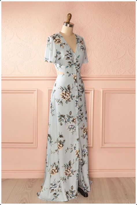 [Promotion] 91 Best Flower Print Maxi Dress Tricks You've Never Considered At Once #flowerprintmaxidress Baby Blue Floral Dress, Korean Maxi Dress, Simple Floral Dress, Printed Dresses Fashion, Boutique 1861, Boutique Dress Designs, Mode Ootd, Floral Blue Dress, Fashion Attire