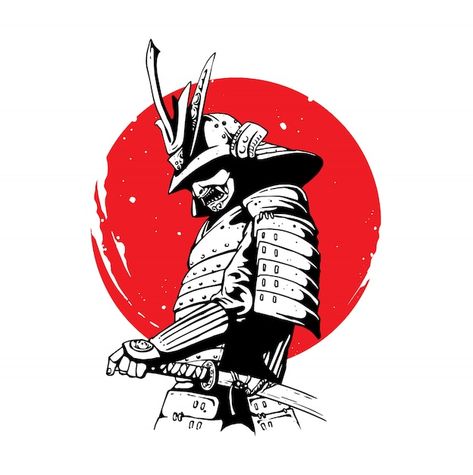 Samurai warrior Premium Vector | Premium Vector #Freepik #vector #japanese #mask #helmet #soldier Design, Samurai Design, Samurai Warrior, Premium Vector