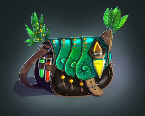 Alchemist's bag, Alena Ivanova on ArtStation at https://www.artstation.com/artwork/KX5Ry Dnd Bag Art, Alchemist Clothes, Pokemon Rika, Magic Elements, Animated Clothes, Fantasy Map Making, Antler Crafts, Cottage Witch, Magic Bag