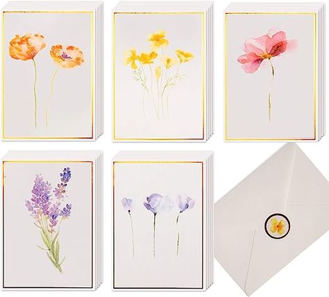 Watercolor Stationary, Flower Stationary, Blank Notes, Cards With Envelopes, Floral Notes, Floral Cards, Blank Greeting Cards, Flower Cards, Blank Cards