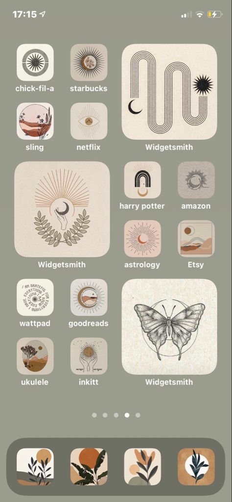 Boho Iphone Layout, Widgit Symbols Iphone, Boho Ios Homescreen, Boho Phone Theme Ideas, Boho Phone Aesthetic, Boho Iphone Wallpaper Aesthetic, Organisation Telephone Aesthetic, Cute Iphone Layout Ideas, Boho Home Screen