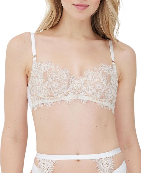 PRICES MAY VARY. Lace: 51% Cotton, 49% Nylon Imported Hook and Eye closure Hand Wash Only A semi sheer unlined underwire balconette both sexy and comfortable Unlined darted lace cups with eyelash lace trim neckline. Soft lace made with Cotton Soft fabric backs for smooth look and feel Brushed elastic at underarm for containment Front adjustable straps with rose gold signature hardware for easy customized fit Hipster Skirt, Garter Belt Lingerie, Lace Balconette, Thong Swimwear, Convertible Bra, Sheer Bra, Balconette Bra, Everyday Bra, Lace Thong