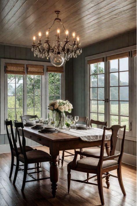 Cozy Cottage Life Tumblr, Historic Dining Room Ideas, European Country Dining Room, Old English Dining Room, Moody Dining Room Ideas, Dark Green Dining Room, Modern Vintage Dining Room, Dramatic Dining Room, Vintage Dining Room Decor