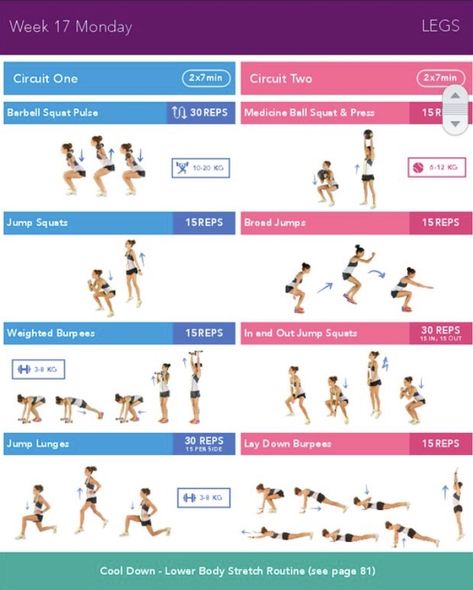 Week 17 Monday Lower Body Stretches, Kayla Itsines Workout, Leg Circuit, Bbg Workouts, Cardio Circuit, Pulse Squats, Barbell Squat, Kayla Itsines, Fit Girl Motivation