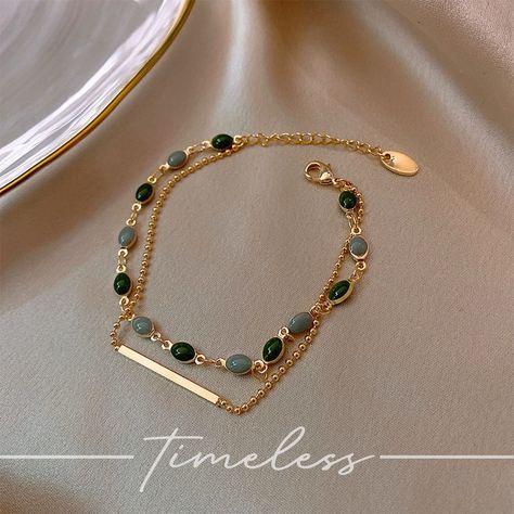 Fab Couture - Redefining Affordable Fashion | Home – FAB COUTURE Bracelets For Women Gold, Green Gemstone Bracelet, Blue Green Color, Cubic Zirconia Bracelet, Gelang Manik, Gold Wedding Jewelry, Classy Jewelry, Crystal Beads Bracelet, Fancy Jewellery