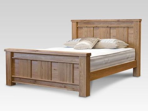 Di Marco Solid Oak Bed Frame in 3 Sizes - Modern Home Interiors Small Bedrooms Decor, Furniture For Small Bedrooms, Natural Wooden Bed, Solid Oak Beds, Minimalist Home Furniture, Oak Bed Frame, Bed Frames For Sale, Oak Bed, Wood Bed Design