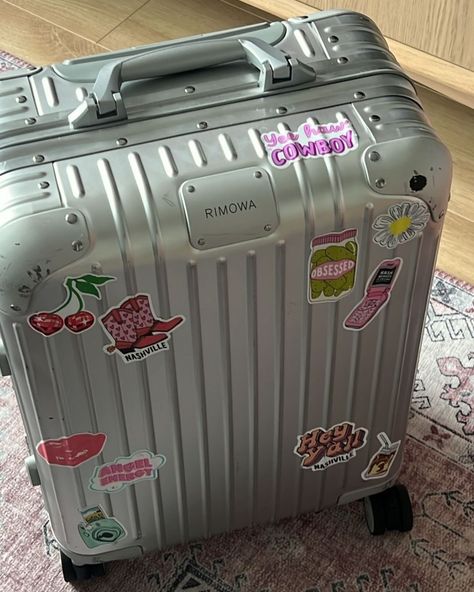 How cute are our stickers on @charleenmurphy Rimowa suitcase ⭐️🥹🍒✈️ Rimowa Luggage Stickers, Luggage Stickers Ideas, Suitcases Aesthetic, Rimowa Suitcase, Sticker Suitcase, Rimowa Luggage, Suitcase Stickers, Cute Suitcases, Cute Luggage