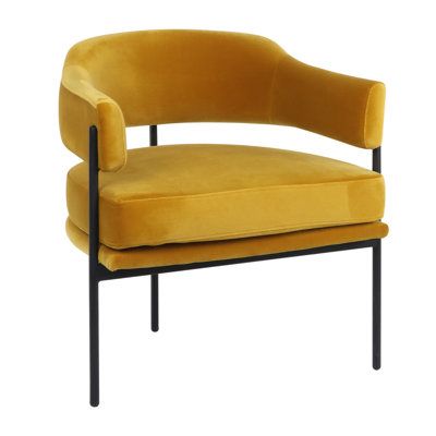 Elevate your living space with the allure of our Deepansu Modernist Dining Chair, a piece that seamlessly blends luxurious comfort with a modern, eye-catching design. Enveloped in sumptuous mustard yellow velvet, this armchair invites you to indulge in its softness and bask in the warmth of its rich hue, making it a perfect addition to any room seeking a pop of color. The artfully curved backrest is not just a triumph of design but also a cradle of comfort, providing support in a stylish embrace Yellow Velvet Dining Chairs, Yellow Dining Chairs, Classic Chair, Pierre Jeanneret, Mid Century Dining Chairs, Parsons Chairs, Velvet Dining Chairs, Mid Century Chair, Wood Dining Chairs