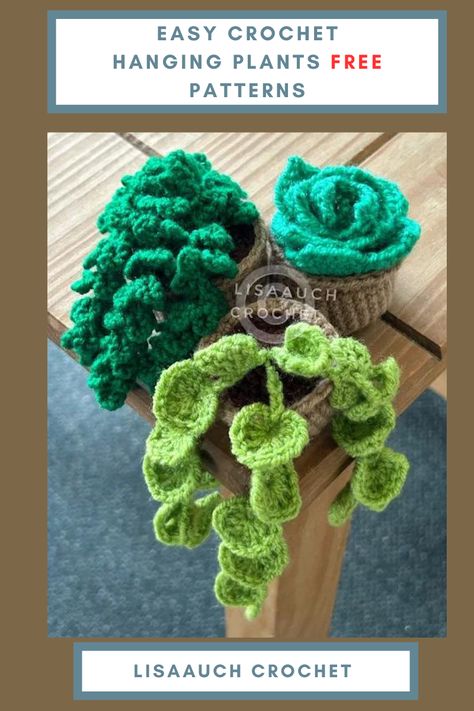 Succulent crochet hanging plants free crochet patterns Amigurumi Patterns, Hanging Plants Crochet Pattern Free, Crochet Trailing Plant Free Pattern, Crochet Tiny Plants, Crochet Plant Vines Free Pattern, Crochet Chain Of Hearts Plant, Crocheted Potted Plants, Vines Crochet Pattern, Amigurumi Flower Pot Free Pattern