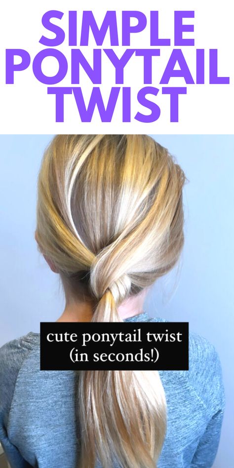 Active Ponytail Hairstyles, Ponytail Hairstyles Videos Easy, Hair Styles Twist Ponytail, Cute Super Simple Hairstyles, Long Thick Hair Ponytail Styles, Casual Hair Clip Styles, Double Twist Ponytail, Easy Work Ponytails, Business Casual Ponytail