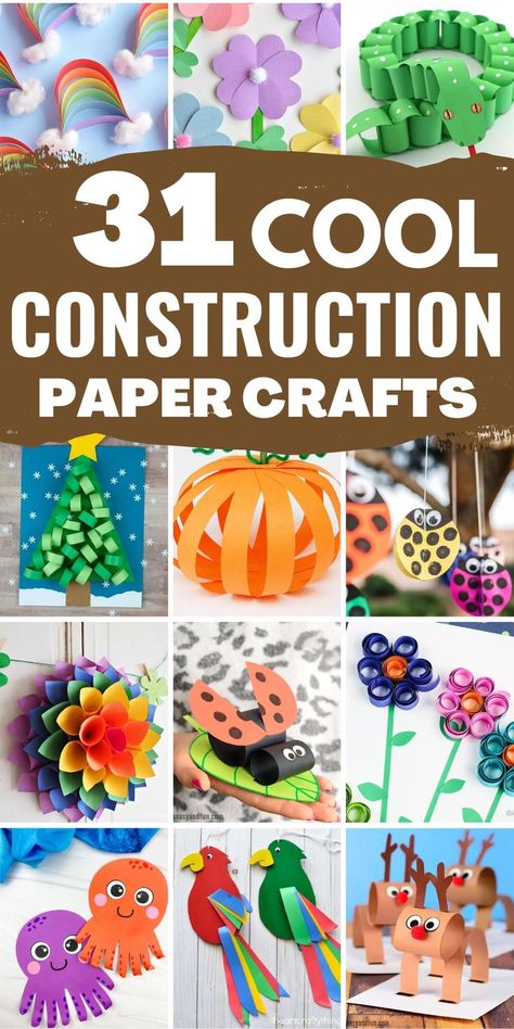 Crafting with construction paper is a favorite activity of kids and adults alike. There are many different types of construction paper crafts that you can do with your kids. You can make cool paper crafts like construction paper flowers, animals, or any other seasonal crafts. The possibilities are endless! Construction Paper Projects, Construction Paper Art, Paper Animal Crafts, Construction Paper Flowers, Paper Flowers For Kids, Construction Paper Crafts, Paper Craft Tutorials, Cool Paper Crafts, Spring Crafts For Kids