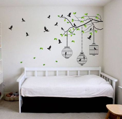 Simple Wall Paintings, Creative Wall Painting, Wall Sticker Design, Wall Art Diy Paint, Diy Wall Painting, Room Wall Painting, Bedroom Wall Designs, Wall Painting Decor, Bedroom Wall Paint