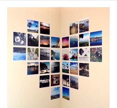 cute way to hang up pictures in your room Photowall Ideas, Photo Deco, Dorm Room Diy, Diy Wand, Diy Casa, Room Decor Diy, Photo Heart, Dorm Room Decor, Decor Rustic