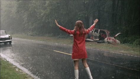 Weekend (1967, Jean Luc Goddard) / Cinematography by Raoul Coutard Rain Cinematography, Godard Cinematography, Jean Luc Goddard, Movie Photography, Cinematic Composition, Le Weekend, Jean Luc Godard, Painting Inspo, Sound Of Rain